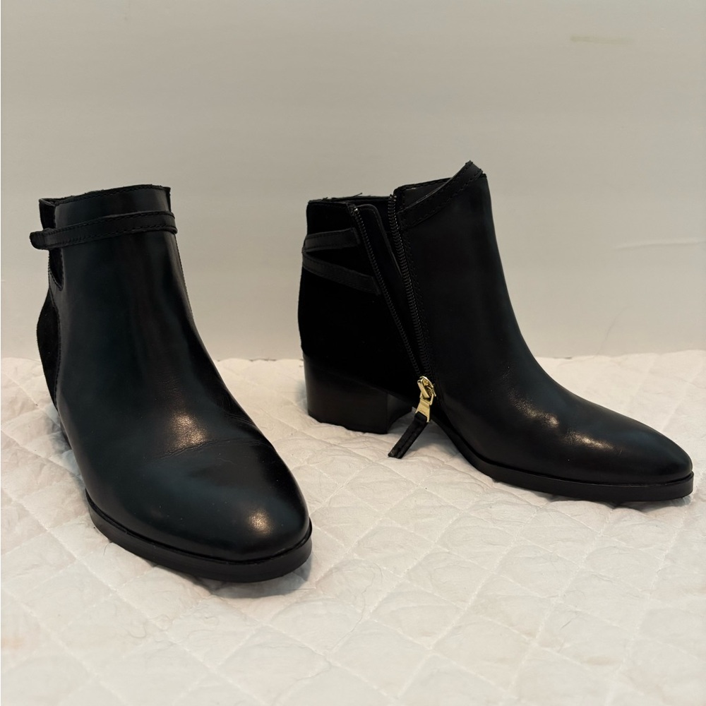 Lauren Ralph Lauren Damara Ankle Boots Booties Black Leather & Suede Size 6.5
